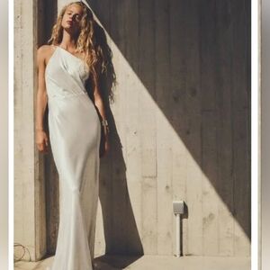 Woman Zara Long Asymetric Foil dress